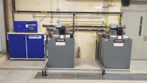 Figure 2: Image of fuel polishing system installed on an existing fuel oil system for improved reliability of relocated generators. Courtesy: IMEG Corp.