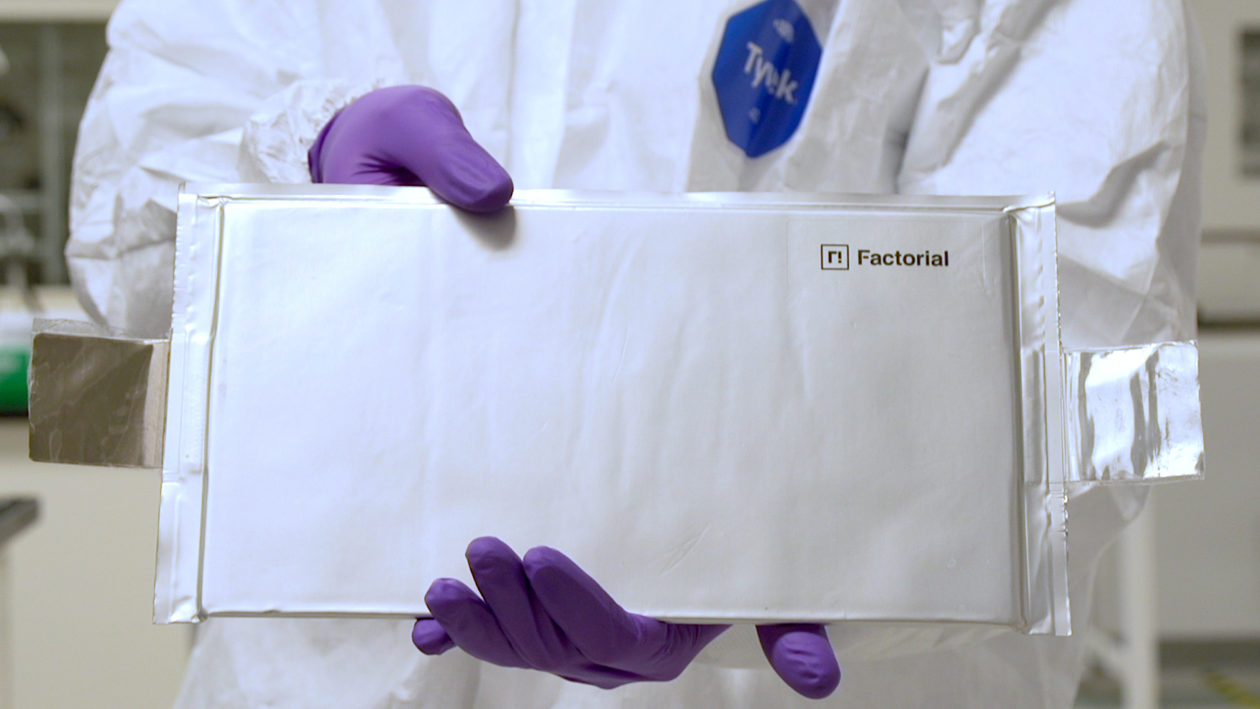 A solid-state battery produced by Factorial Energy, which is expected to open a factory in Massachusetts in 2023. FACTORIAL