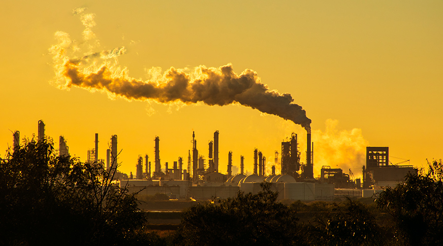 climate change reflected in city skyline