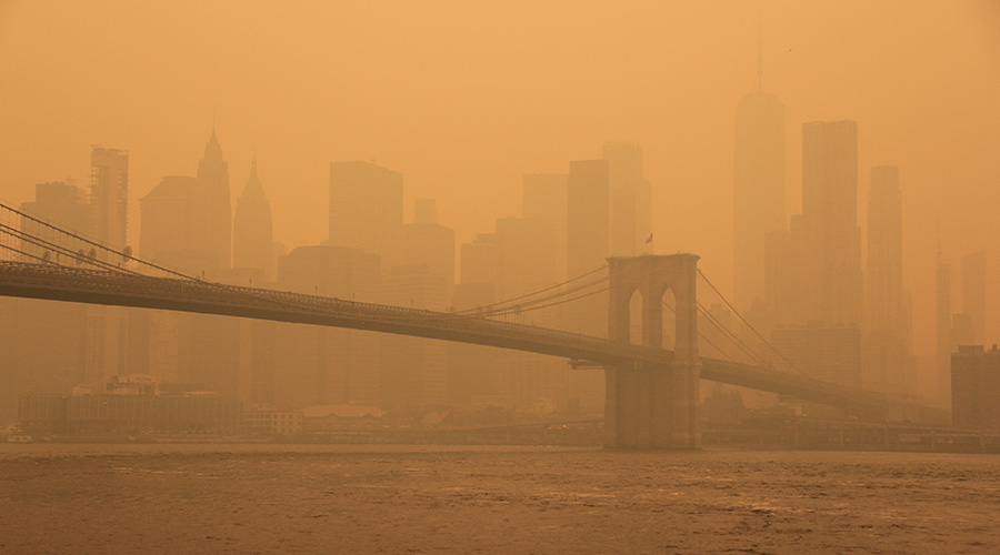 hazy sky from wildfires
