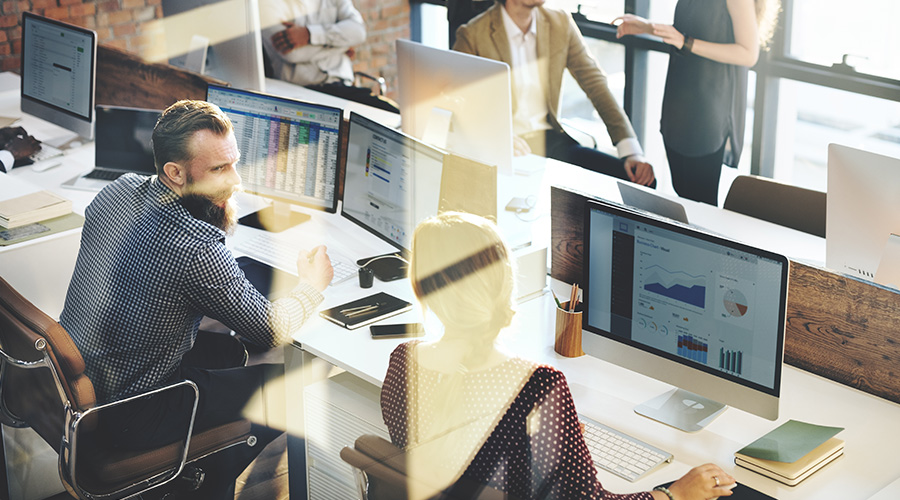 workers in an office environment