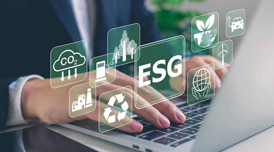 typing on a computer about ESG