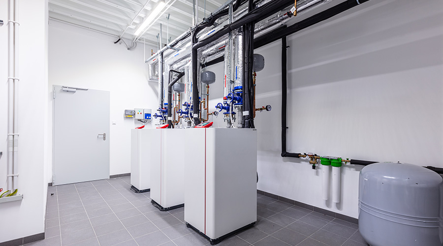 Heat pumps in a facility closet